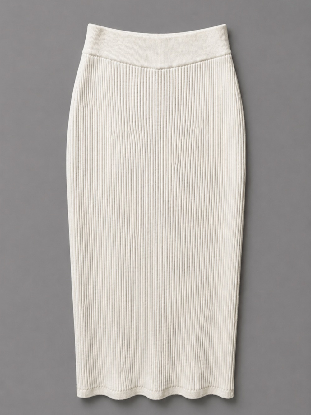 & OTHER STORIES FITTED RIBBED KNIT IVORY MIDI SKIRT. LARGE